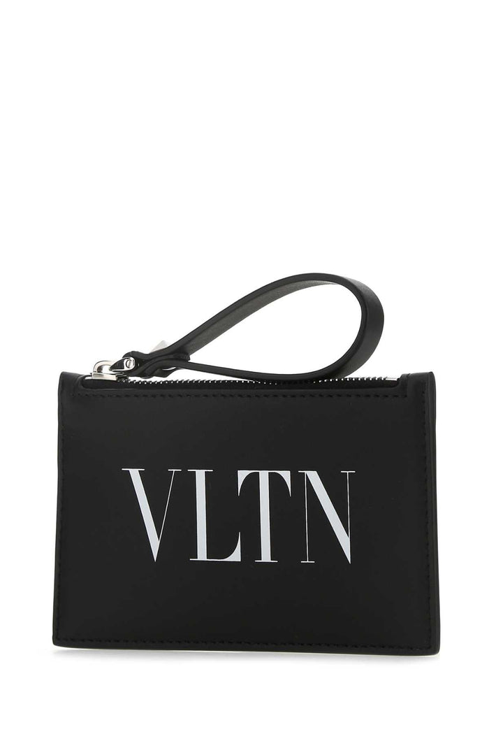 Black Leather Card Holder 0ni Portafogli