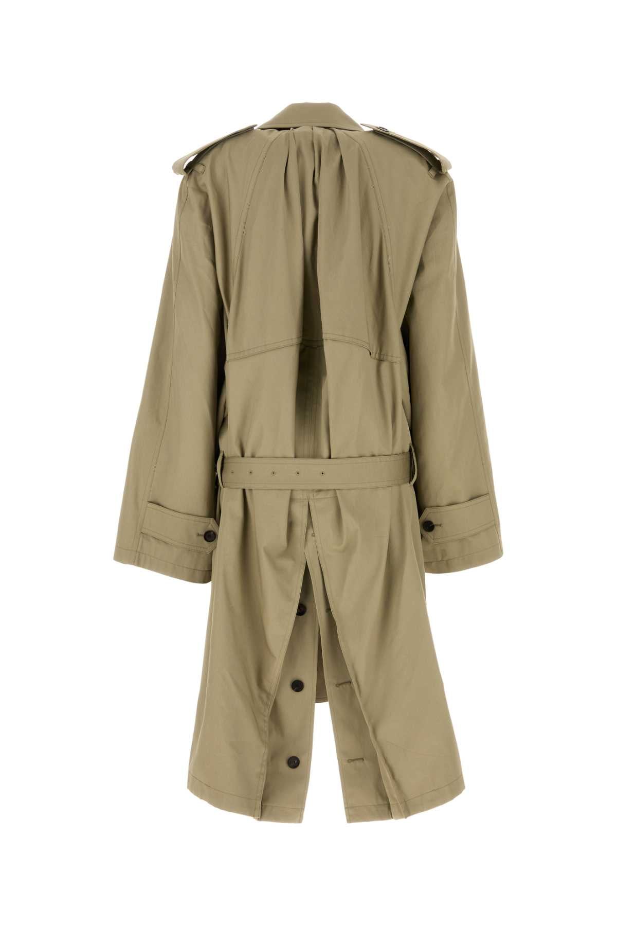 Sage Green Gabardine Trench Coat Explorer Beige