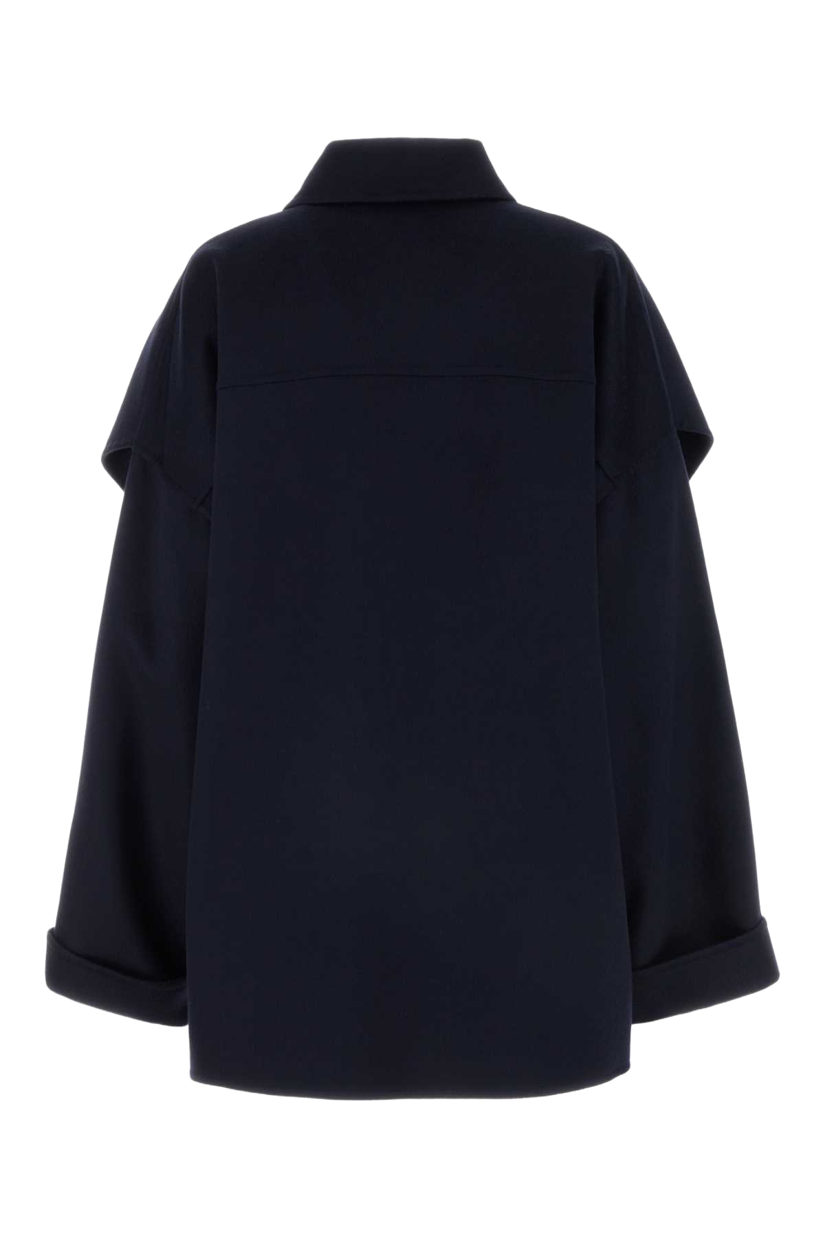 Midnight Blue Wool Blend Coat Navy Exterior: Cashmere Cappotti