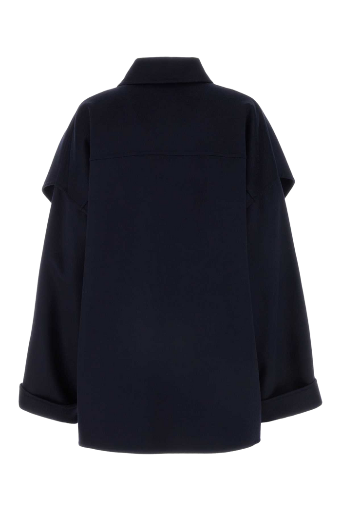 Midnight Blue Wool Blend Coat Navy Exterior: Cashmere Cappotti