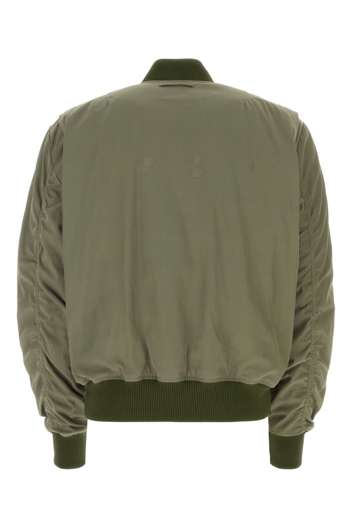 Army Green Polyester Bomber Jacket Greymint Giubbini