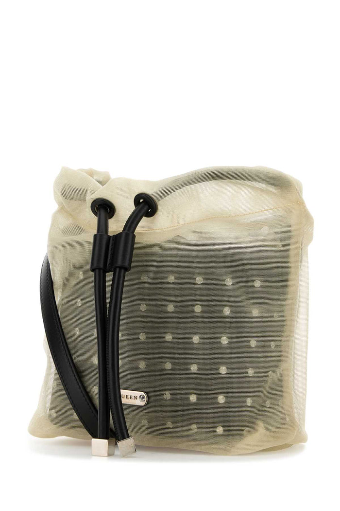 Two-Tone Leather And Tulle Nebula Crossbody Bag Blacksilver Borse A Tracolla