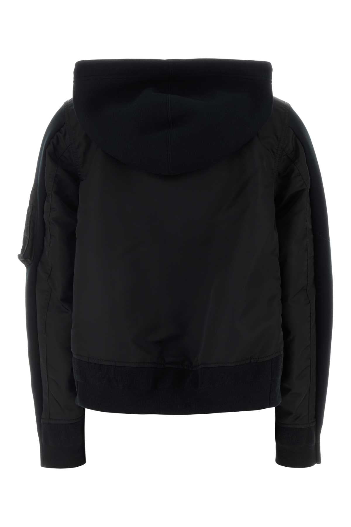 Black Cotton Blend And Nylon Sweatshirt Felpe