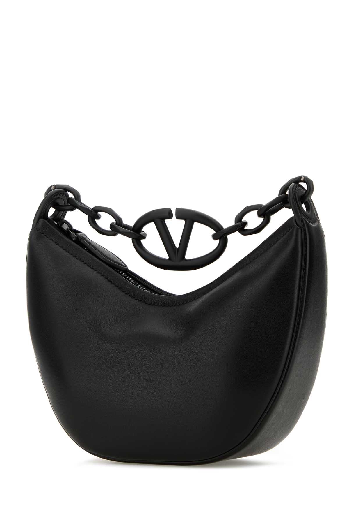 Black Leather Hobo Vlogo Moon Handbag Nero Borse A Mano