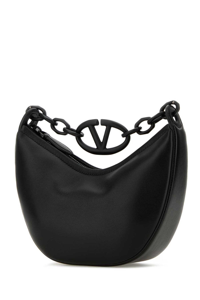 Black Leather Hobo Vlogo Moon Handbag Nero Borse A Mano