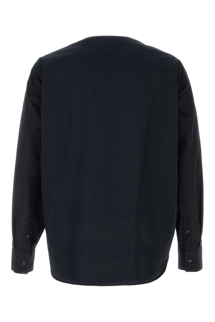 Midnight Blue Seersucker Shirt Exterior: Cotton Camicie