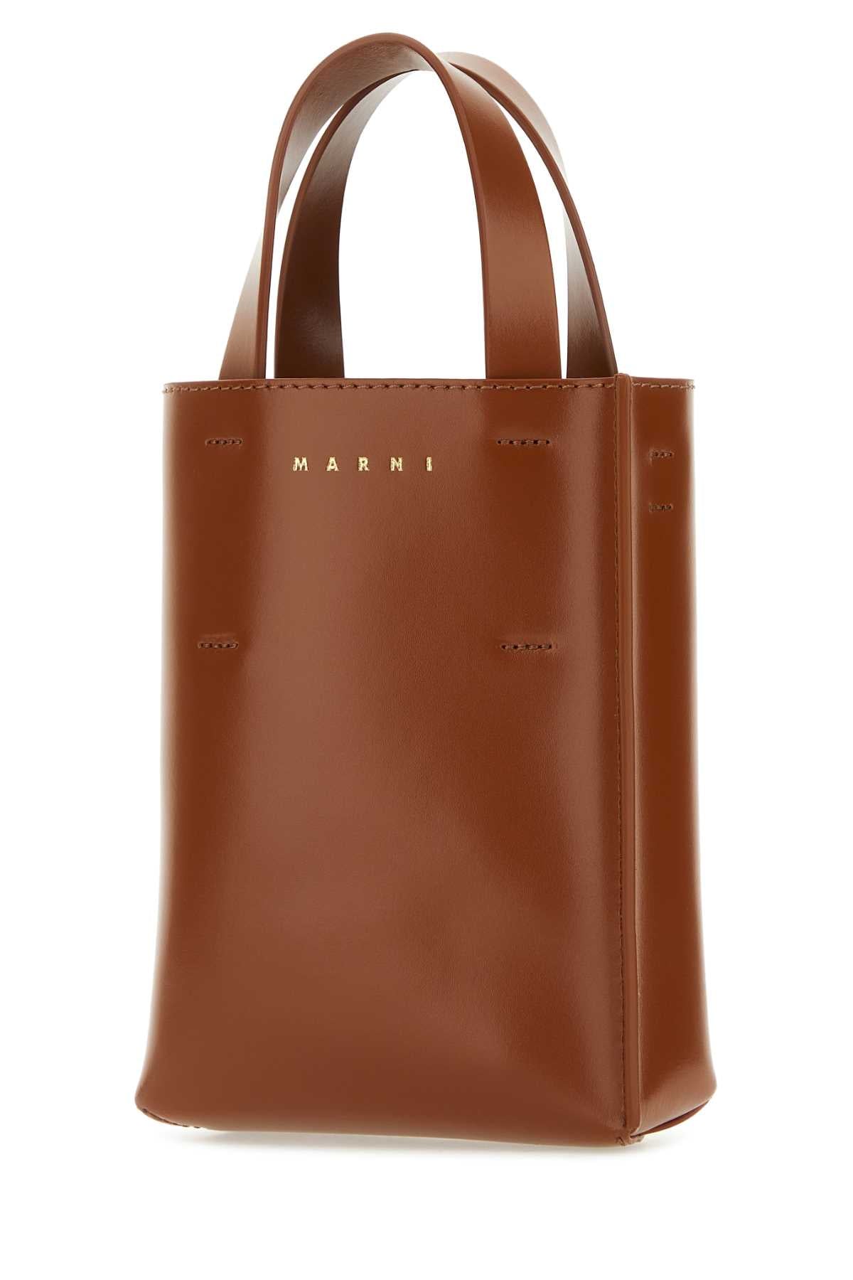 Brown Leather Nano Museo Handbag Moca Borse A Mano