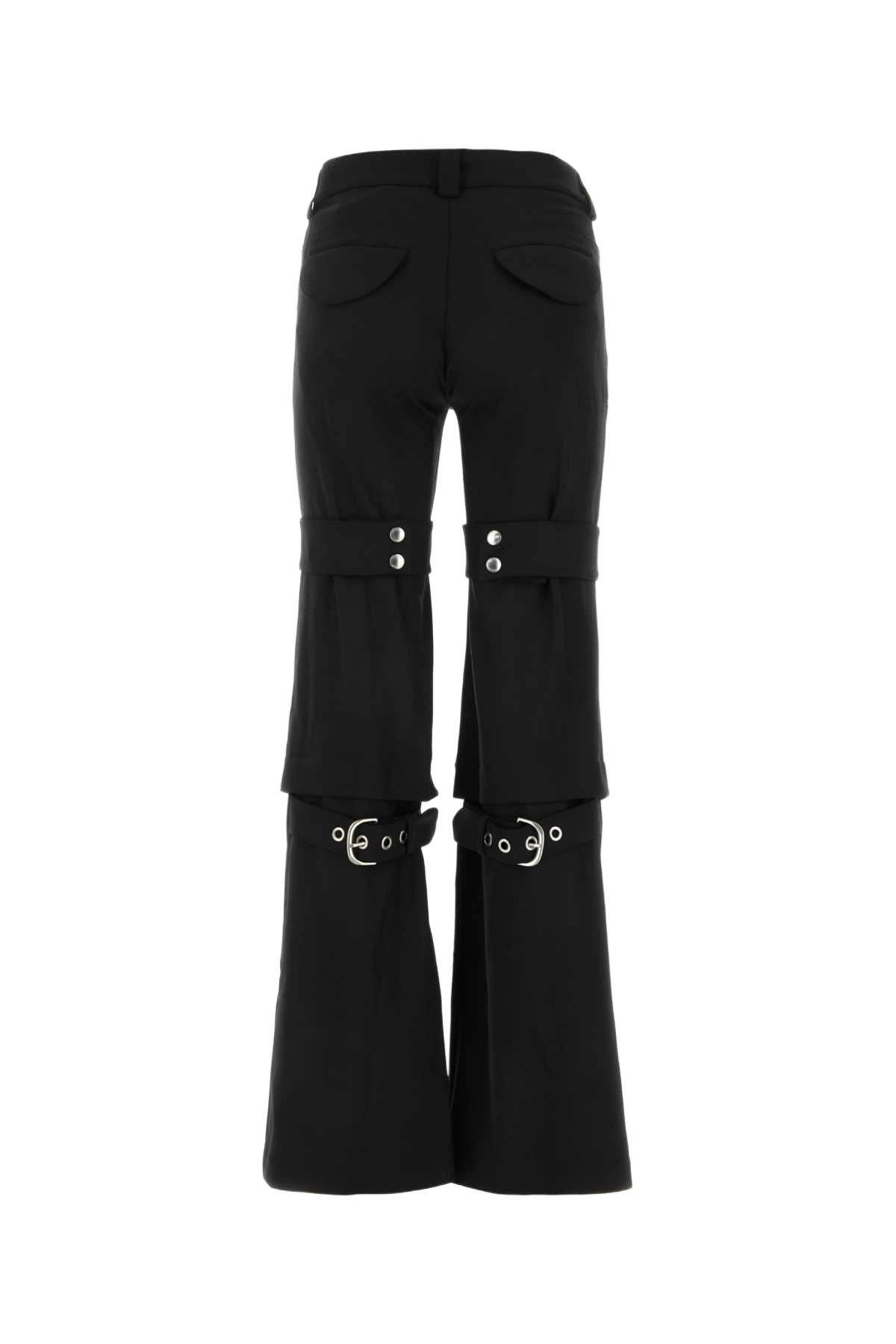 Black Stretch Polyester Blend Cargo Pant Nocolor Pantaloni