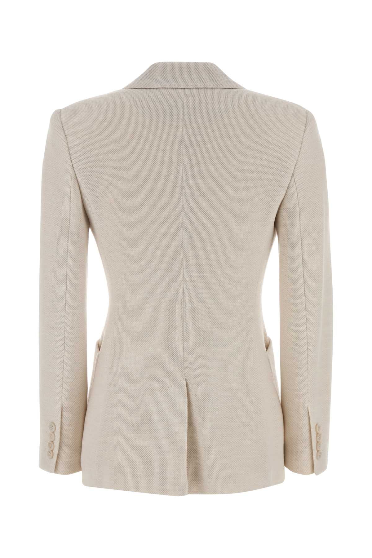 Sand Jersey Utilita Blazer Avorio Exterior: Virgin Wool Giacche E Gilet