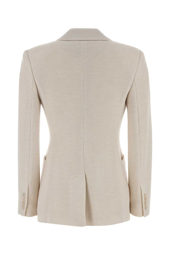 Sand Jersey Utilita Blazer Avorio Exterior: Virgin Wool Giacche E Gilet