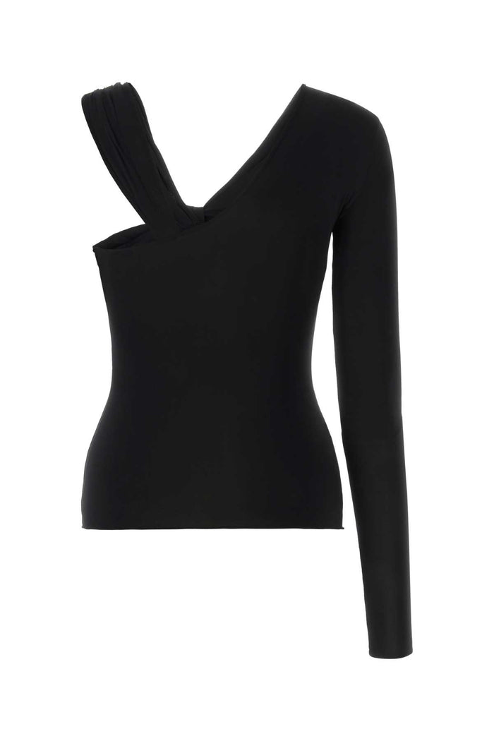 Black Stretch Viscose Top Exterior: Elastane Maglie