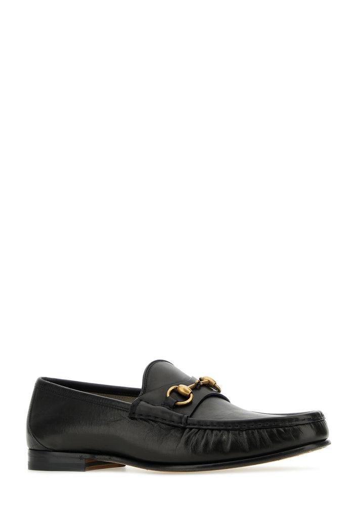 Black Leather Loafers Nero Calf Skin Mocassini