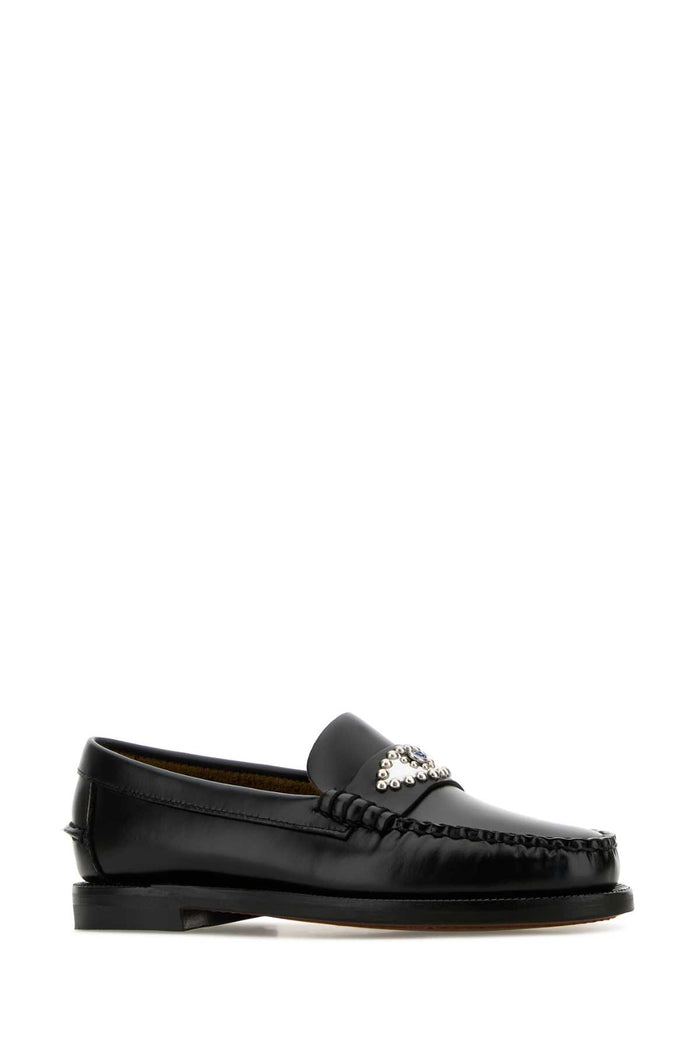 Black Leather Classic Dan Eye Loafers Blackblueeye Mocassini