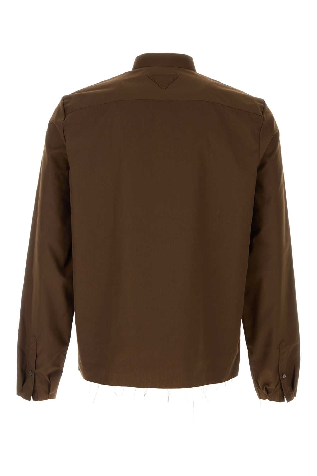 Brown Poplin Shirt Cacao Exterior: Polyester Cotton Camicie