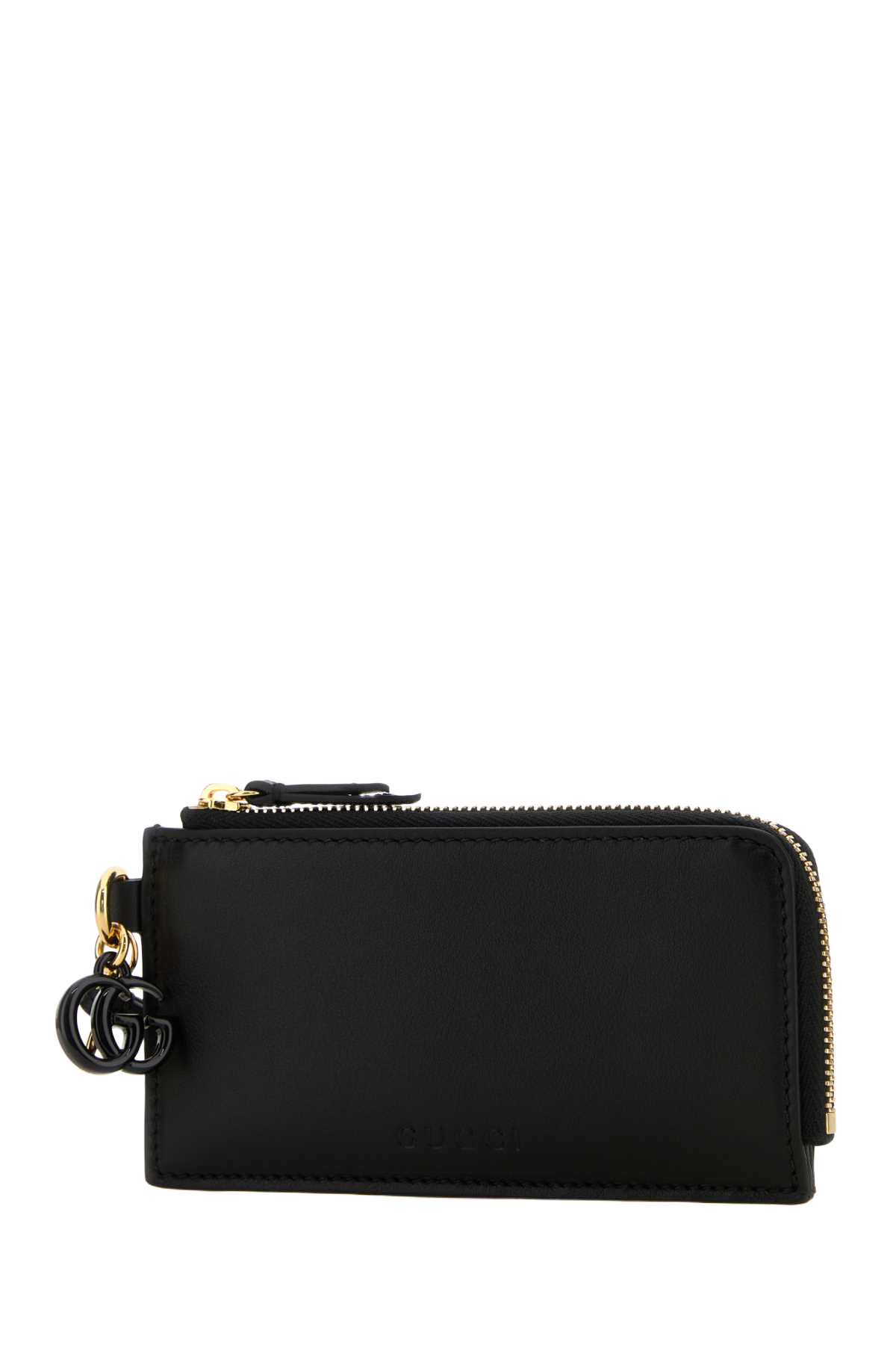 Black Leather Card Holder Nero Calf Skinvarnish Portafogli