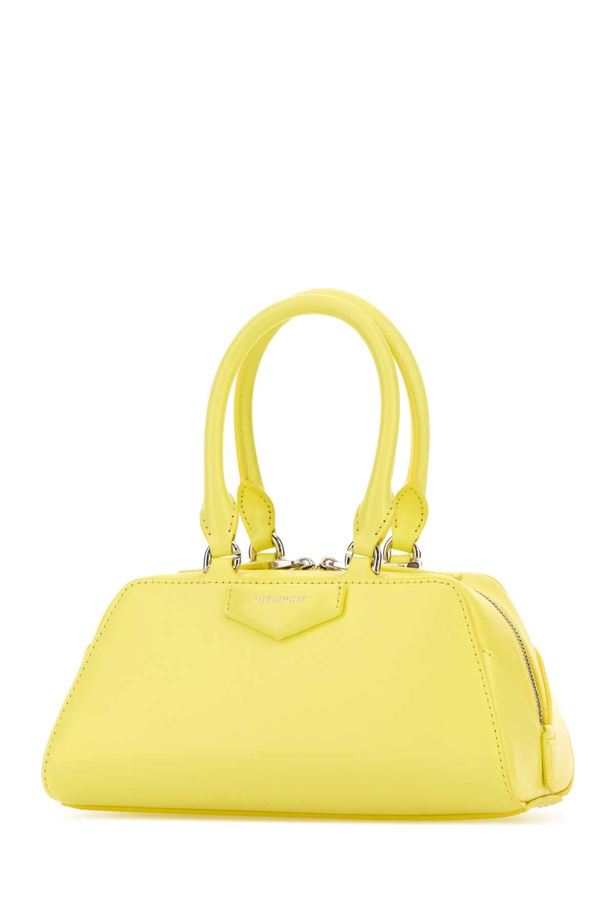 Yellow Leather Mini Antigona East-West Handbag Acidyellow Borse A Mano