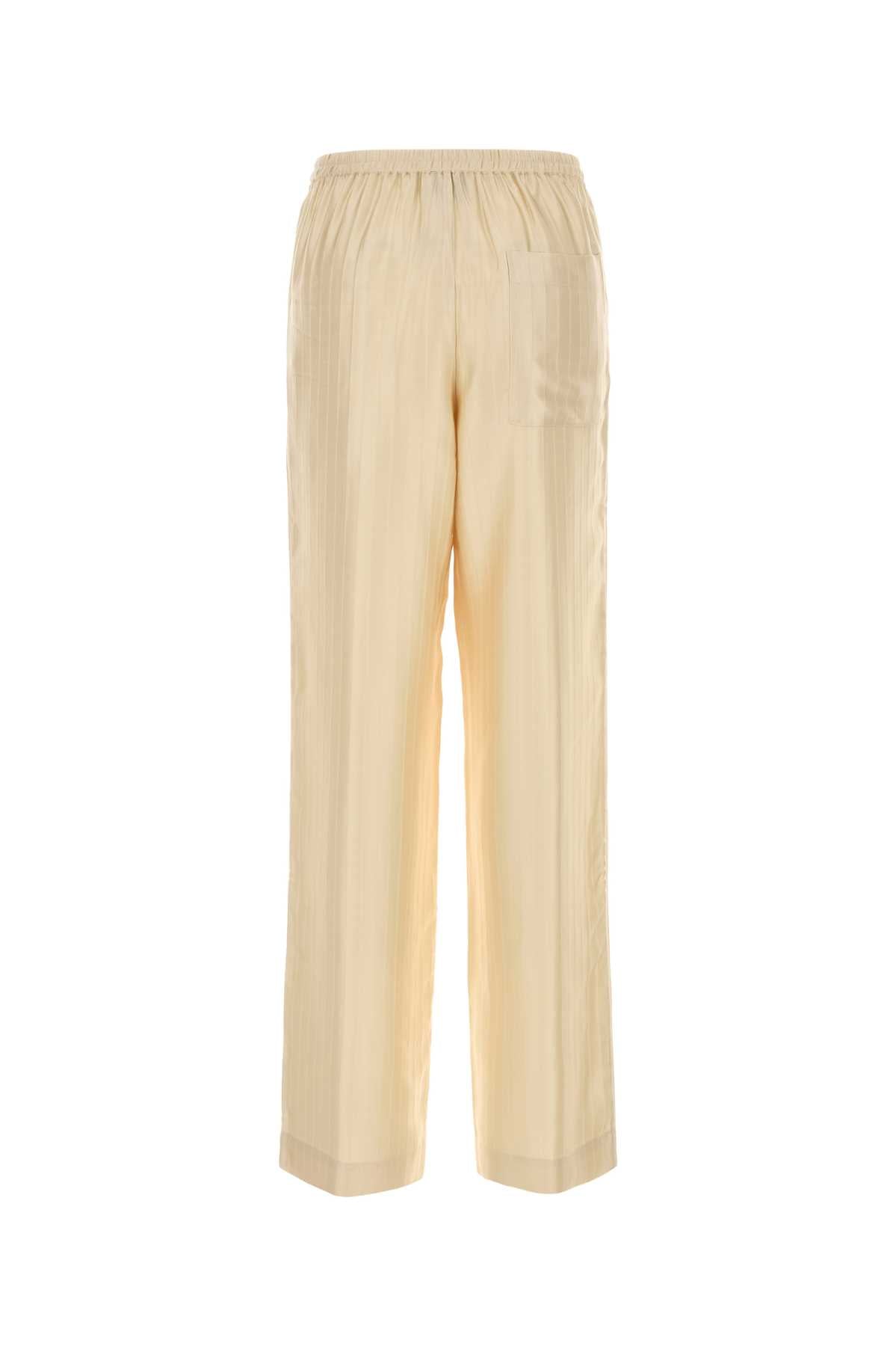 Ivory Satin Kadala Palazzo Pant Ecru Exterior: Viscose Silk Pantaloni