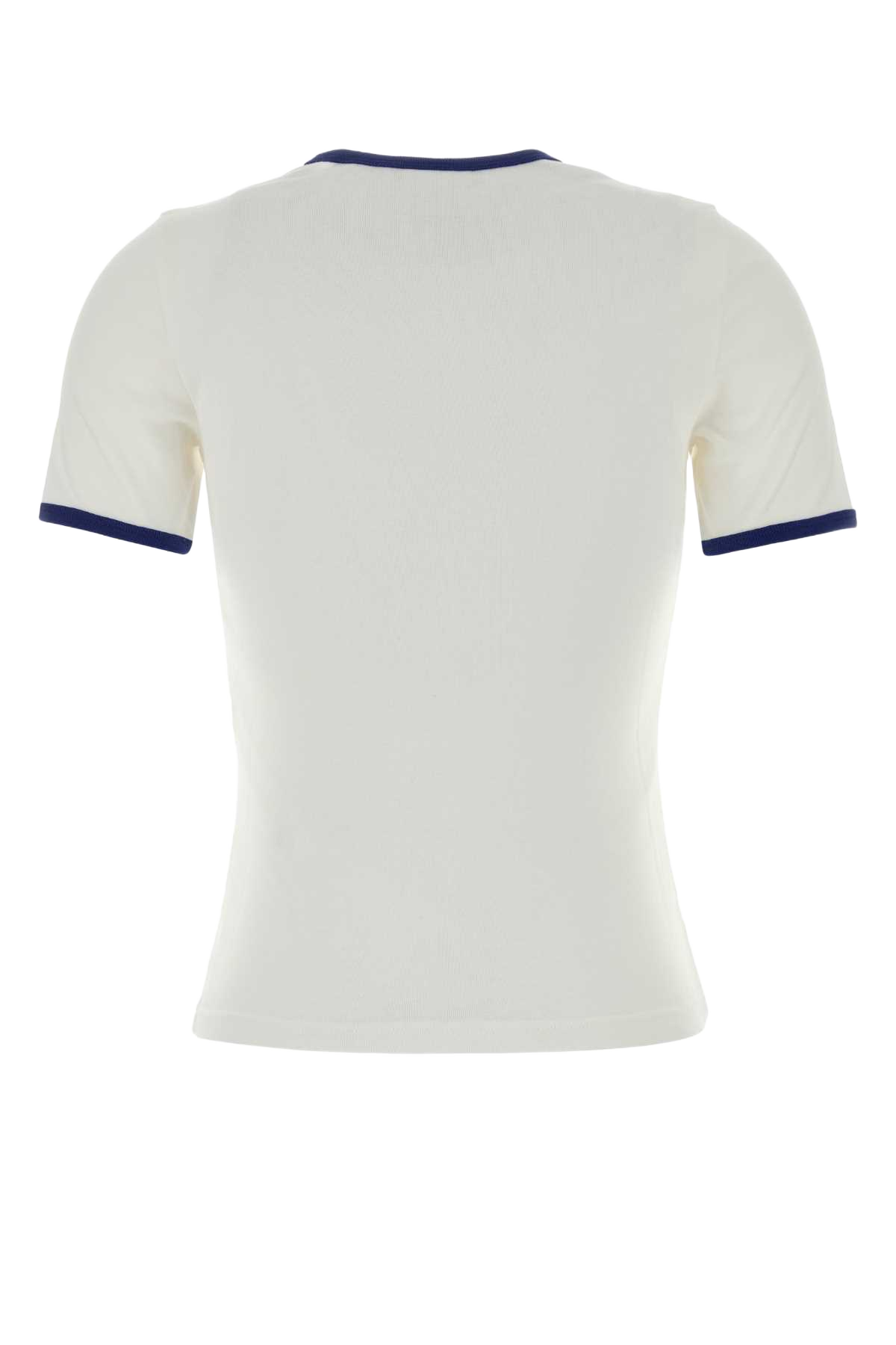 White Cotton T-Shirt Heritagewhite/mineralbl Exterior