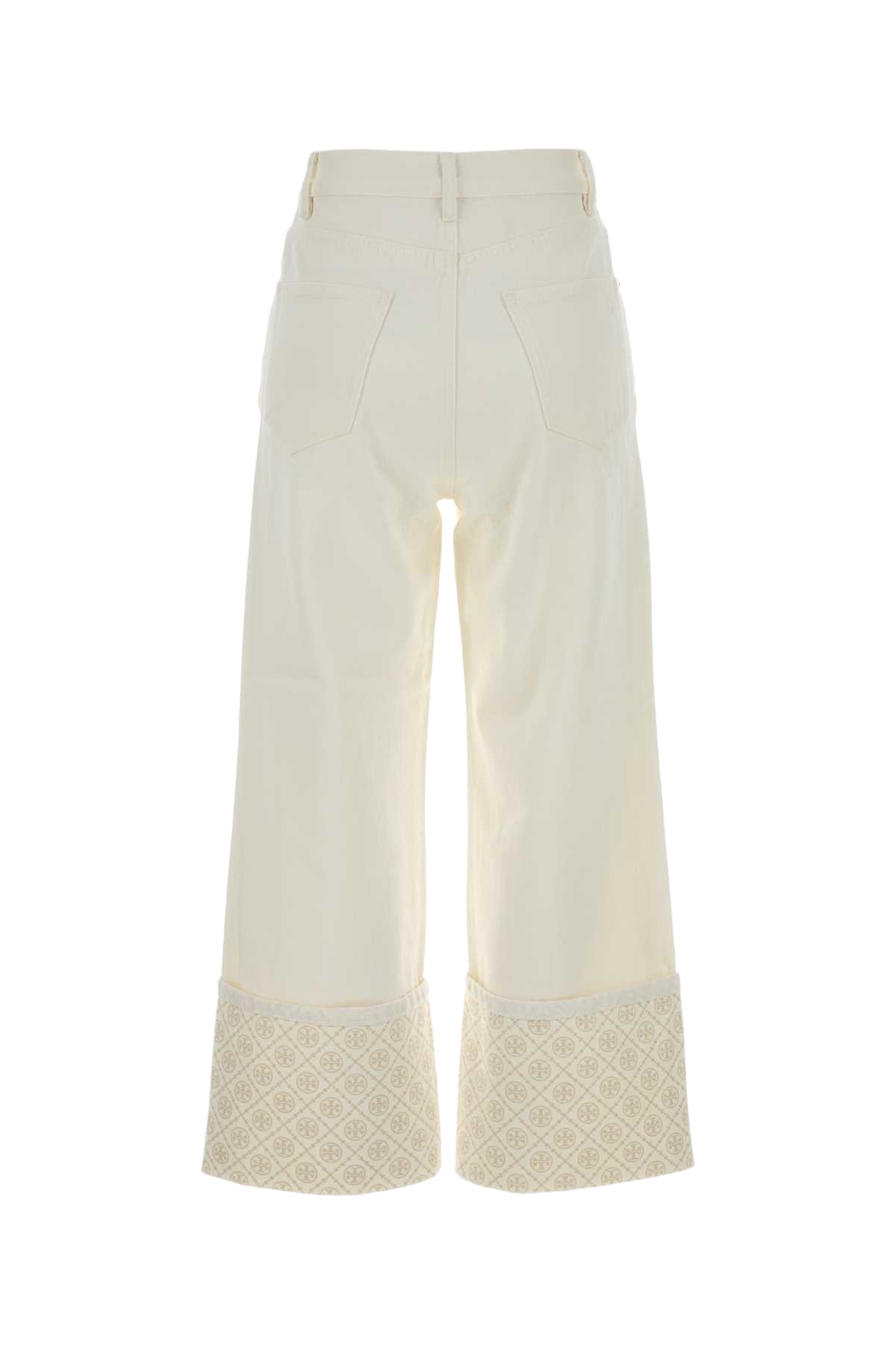 White Denim Jeans Bianco Cotton Exclusive Of Trim