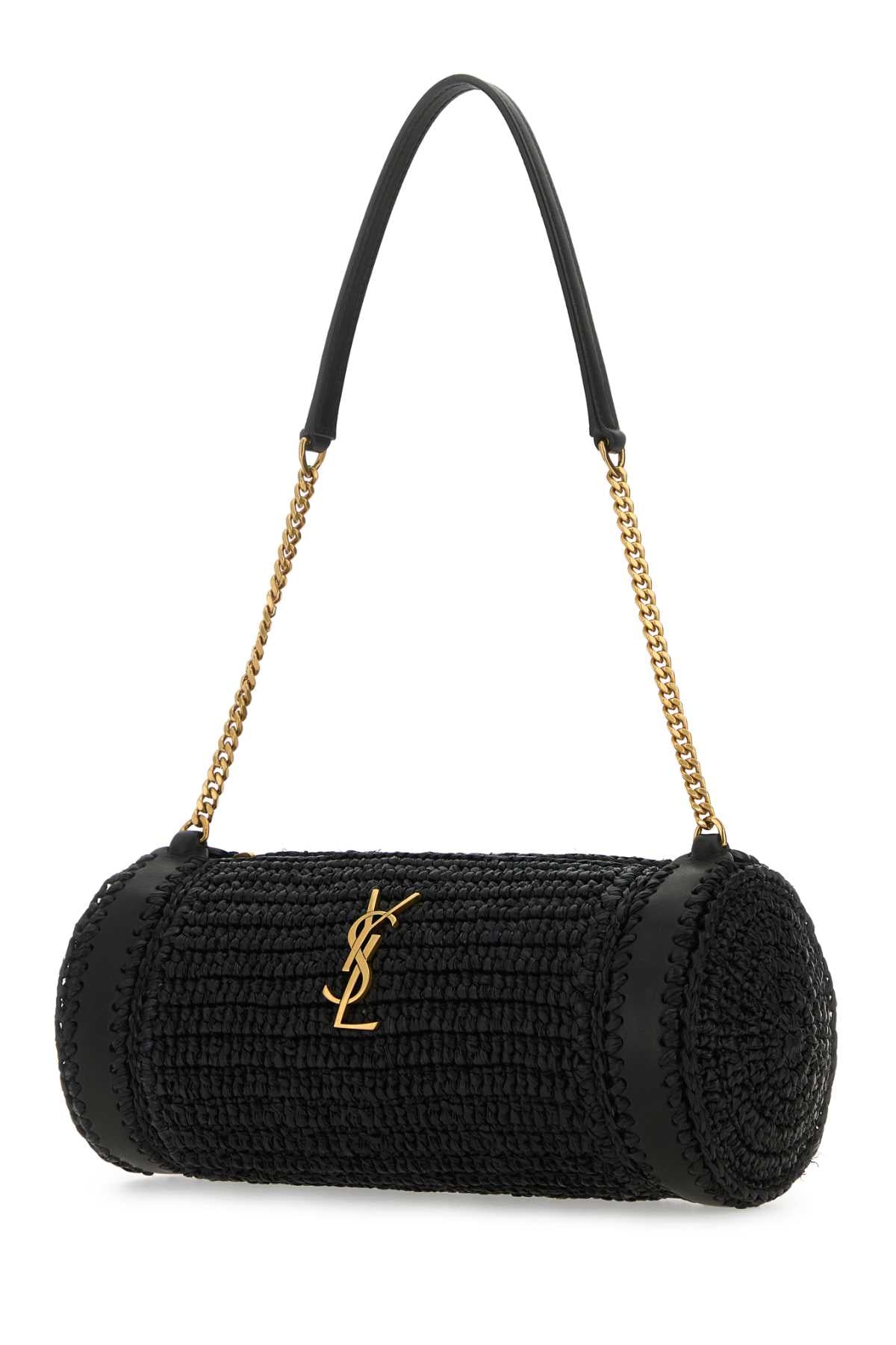 Black Raffia And Leather Cassandre Shoulder Bag Neronero Borse A Mano