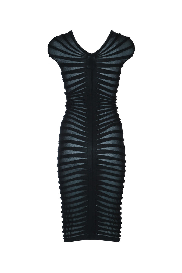 Abito Maglia Con Trasparenze Nero Vipaco Abiti