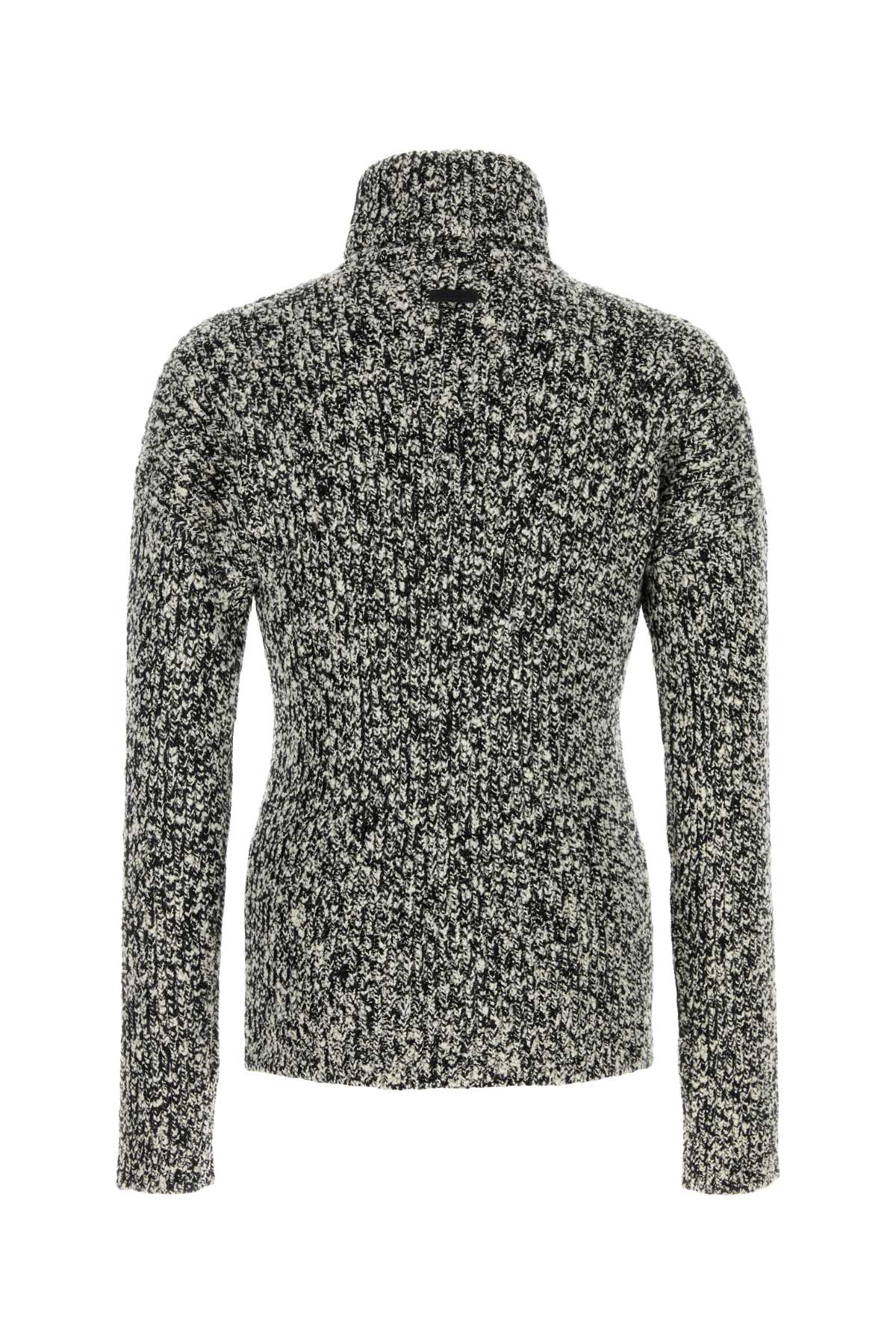 Two-Tone Wool Blend Sweater Bianconero Exterior: Nylon Maglieria
