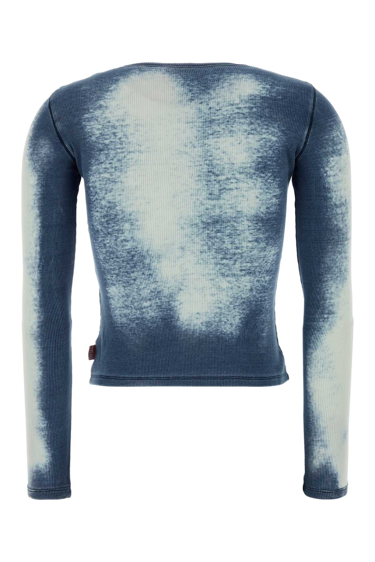 Blue Stretch Cotton T-Gabriel Cardigan 01 Exterior: Elastane Maglieria