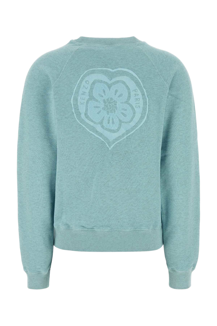 Melange Light-Blue Cotton Sweatshirt Glacier Exterior: Maglieria