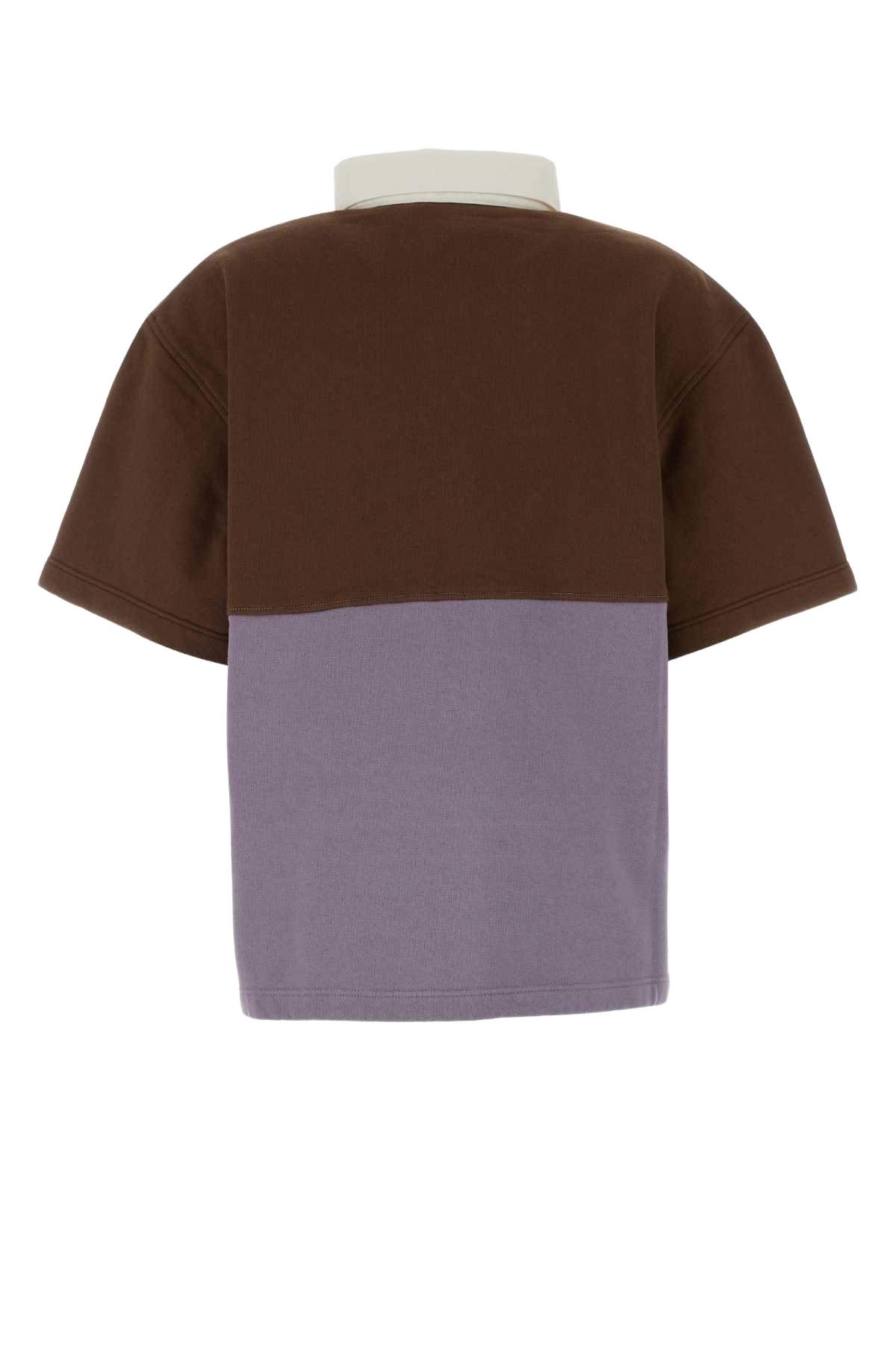 Two-Tone Cotton Polo Shirt Tabacco+lilla+giallo Exterior
