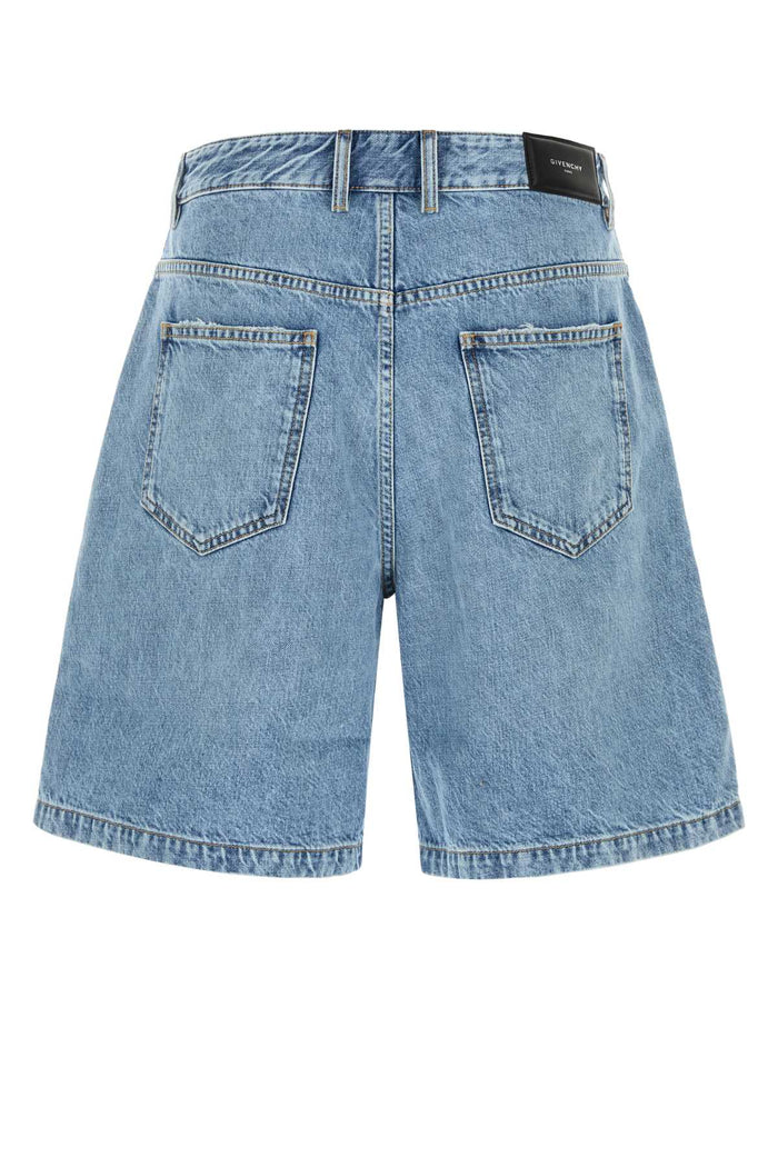 Denim Bermuda Shorts Lightblue Exterior: Cotton