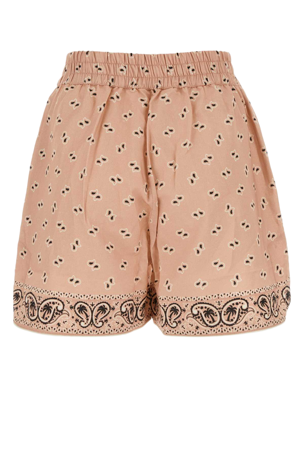 Printed Linen Blend Shorts Pinkblack Exterior: Cotton