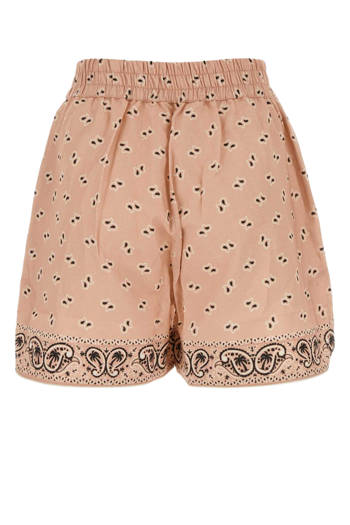 Printed Linen Blend Shorts Pinkblack Exterior: Cotton