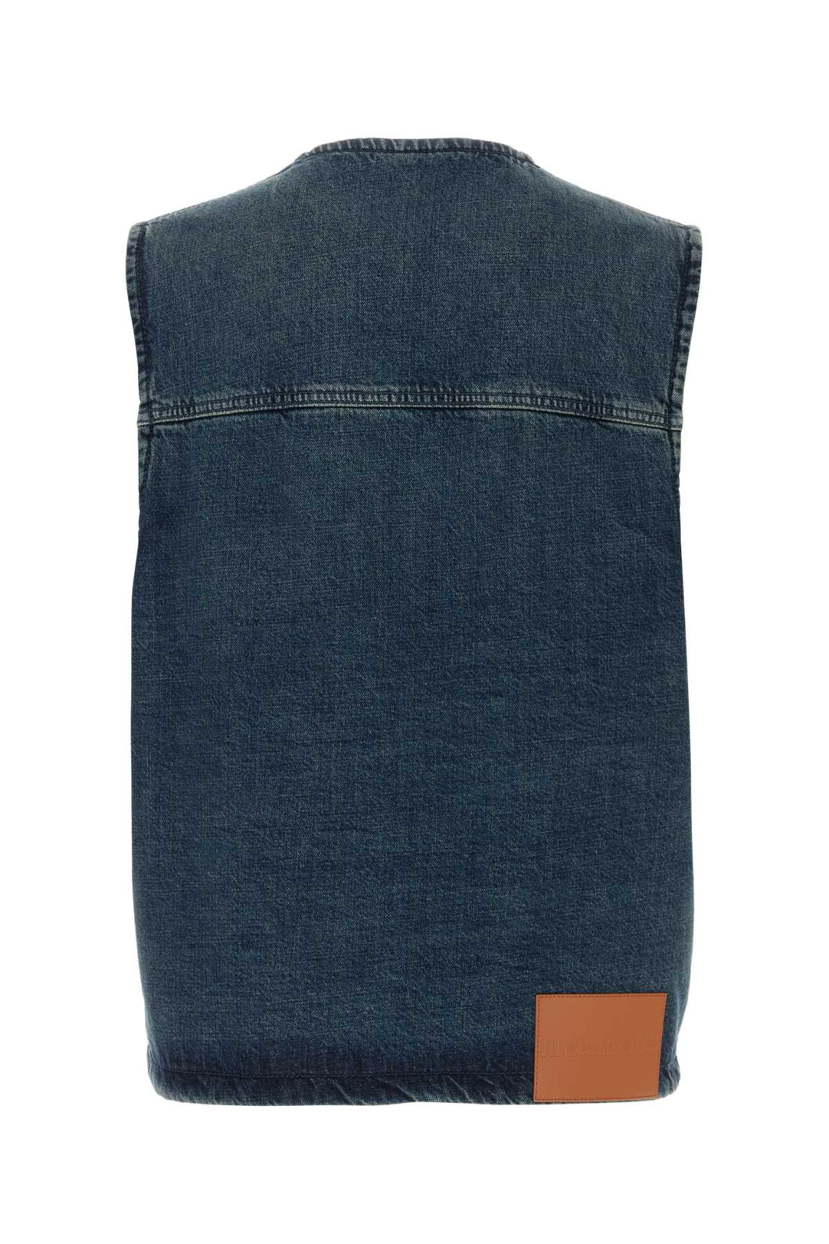 Denim Vest Petrolblue Exterior: Cotton Maglieria
