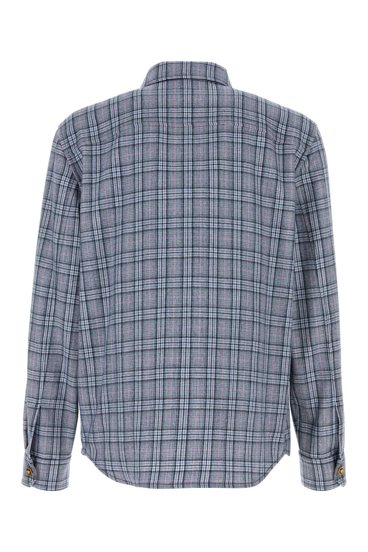 Embroidered Wool Shirt Midnightbluepeonyradiantpink Exterior: Virgin Camicie