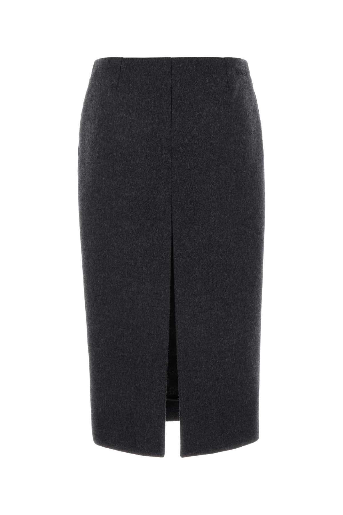 Charcoal Wool Blend Skirt Darkgreylightgrey Exterior: Silk Gonne