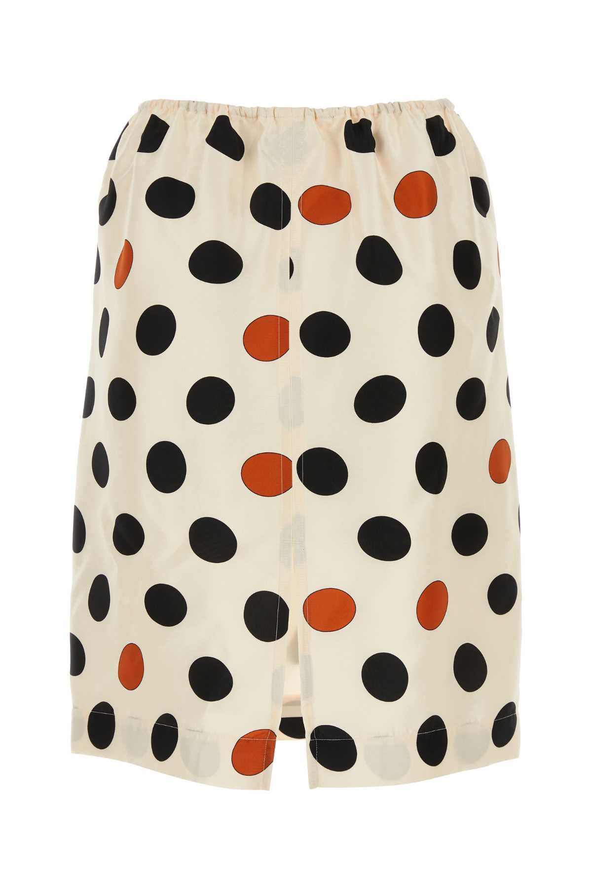 Printed Silk Skirt Creamblackrust Exterior: Lining: Gonne