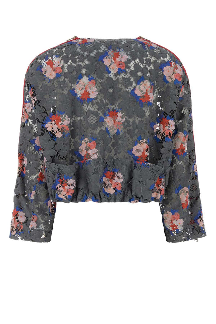 Printed Lace Blazer Asfalto-26 Exterior: Cotton Viscose Giacche E Gilet