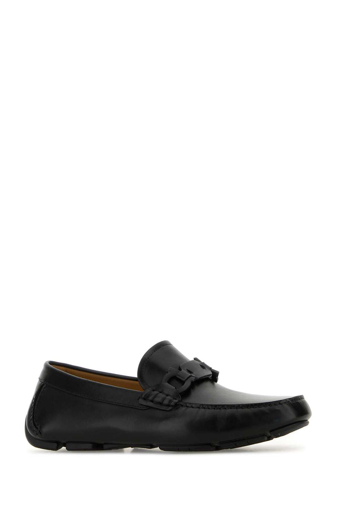 Black Leather Byte Loafers Nero Mocassini