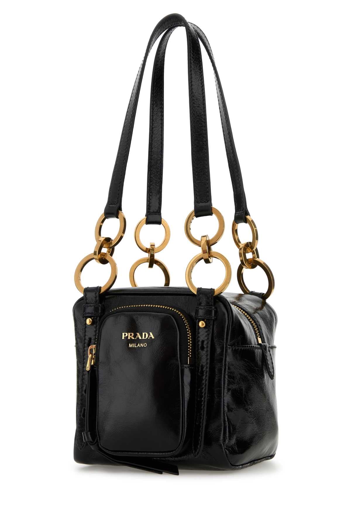 Black Mini Prada Dangle Handbag Nero Vitello Borse A Mano
