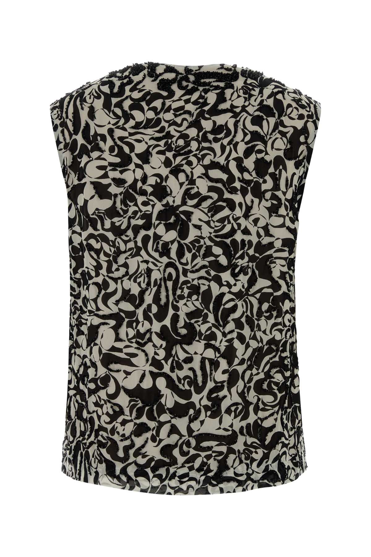 Printed Crepe College Top Black Maglie