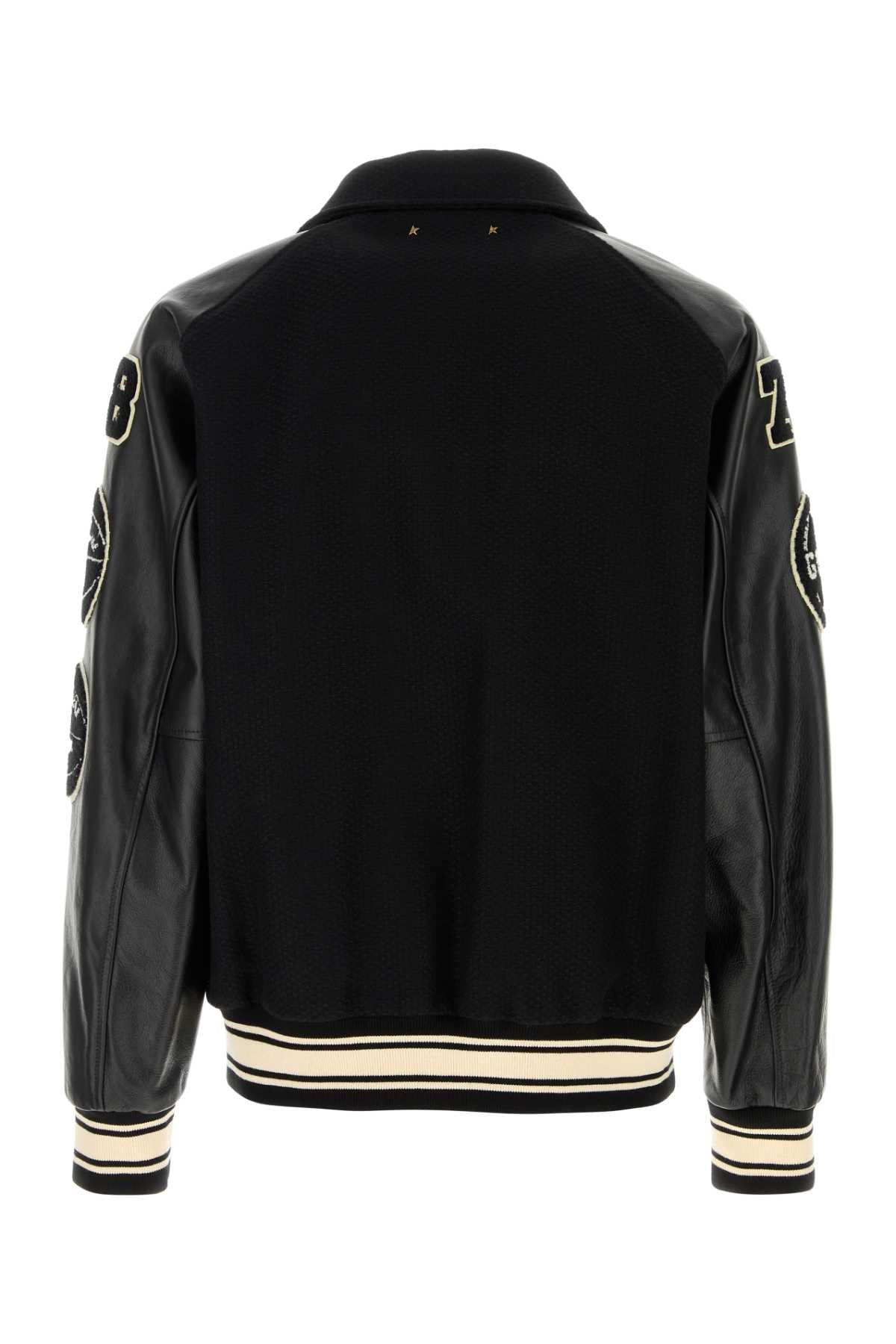 Black Wool Bomber Jacket Blackbeige Virgin Giubbini