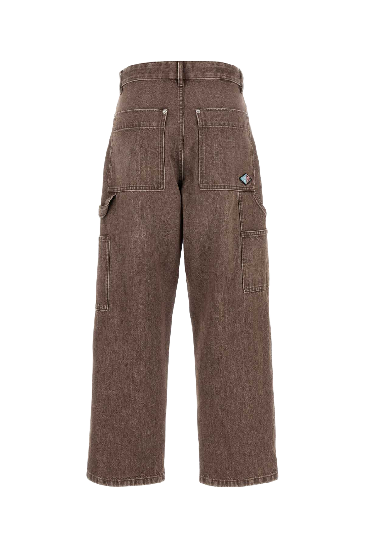 Mud Denim Wide-Leg Jeans Brown Exterior: Cotton
