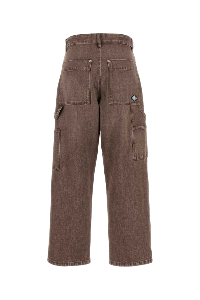 Mud Denim Wide-Leg Jeans Brown Exterior: Cotton
