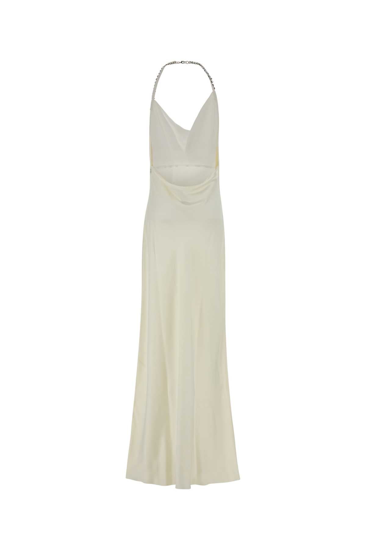 Ivory Satin Long Dress Cream Acetate Abiti