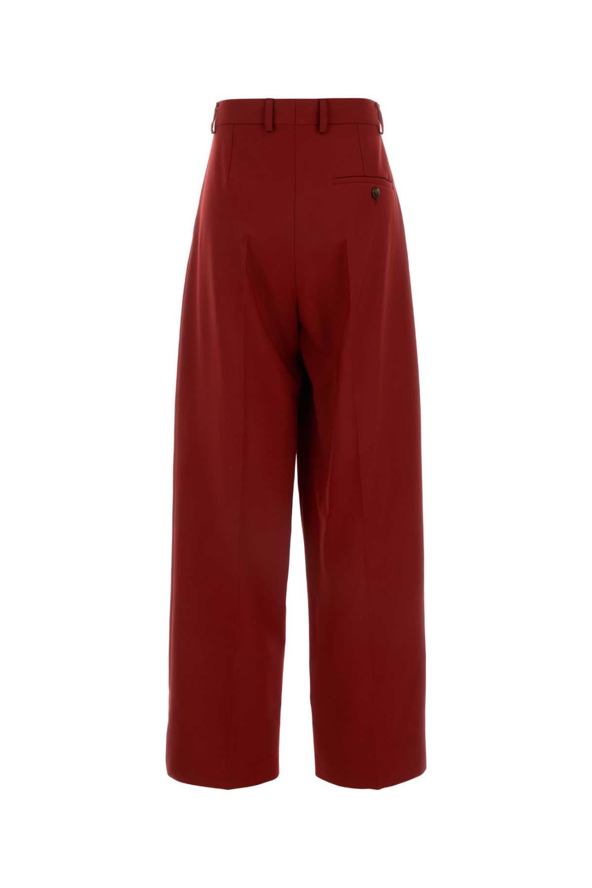Tiziano Red Wool Ruby Wide-Leg Pant Exterior: Pantaloni