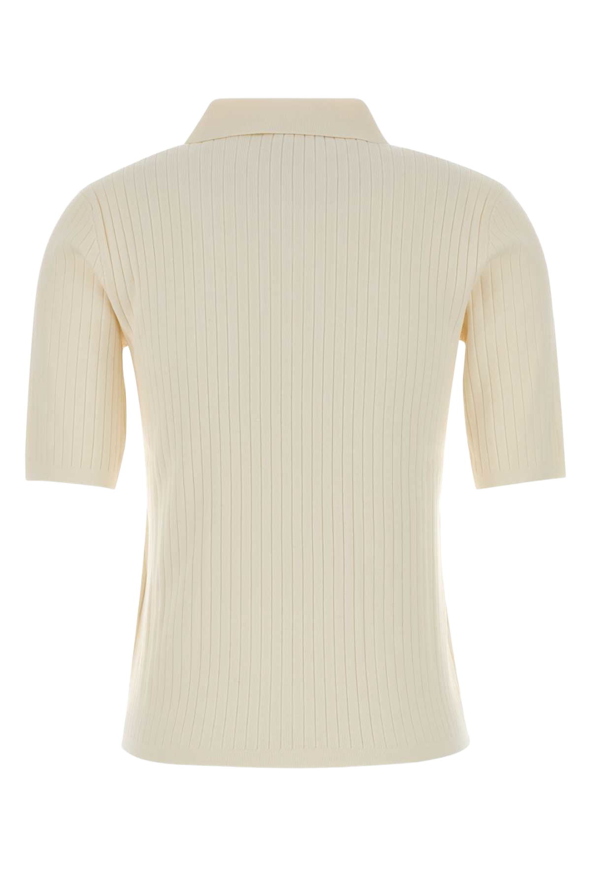 Ivory Viscose Blend Oscuri Polo Shirt Bianco Exterior: Polyester