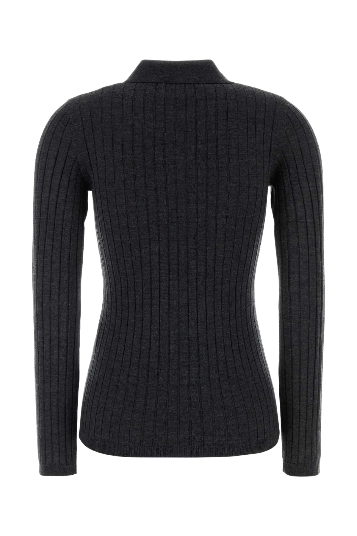 Charcoal Wool Polo Shirt Anthracitechine Laine Vierge