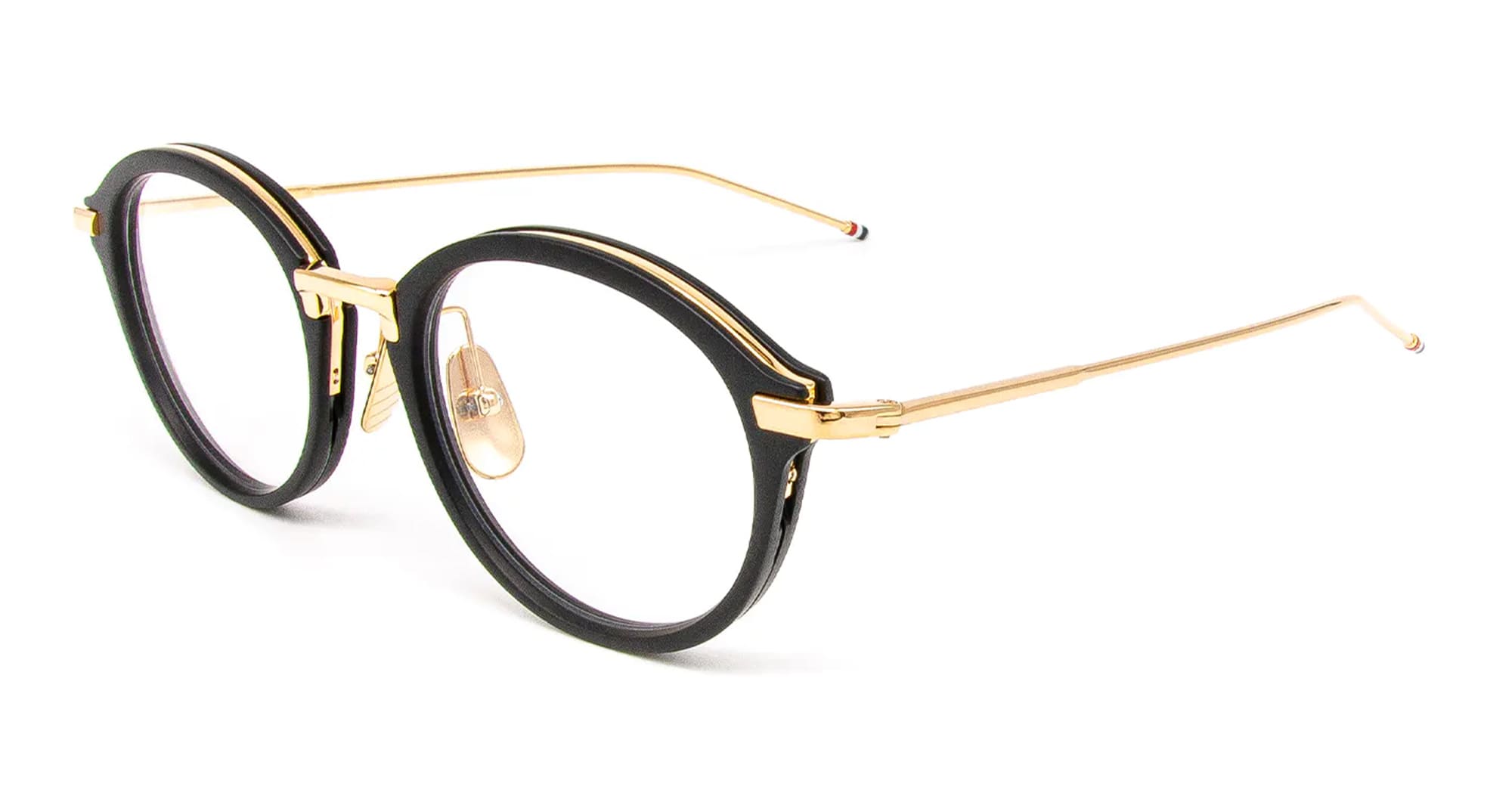 Round - Matte Black Gold Rx Acetate Eyeglasses