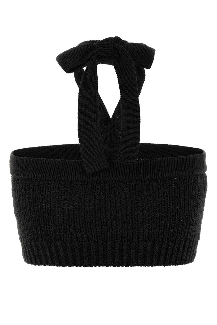 Slate Polyester Blend Island Memories Crop-Top Black Exterior: Cotton Maglie