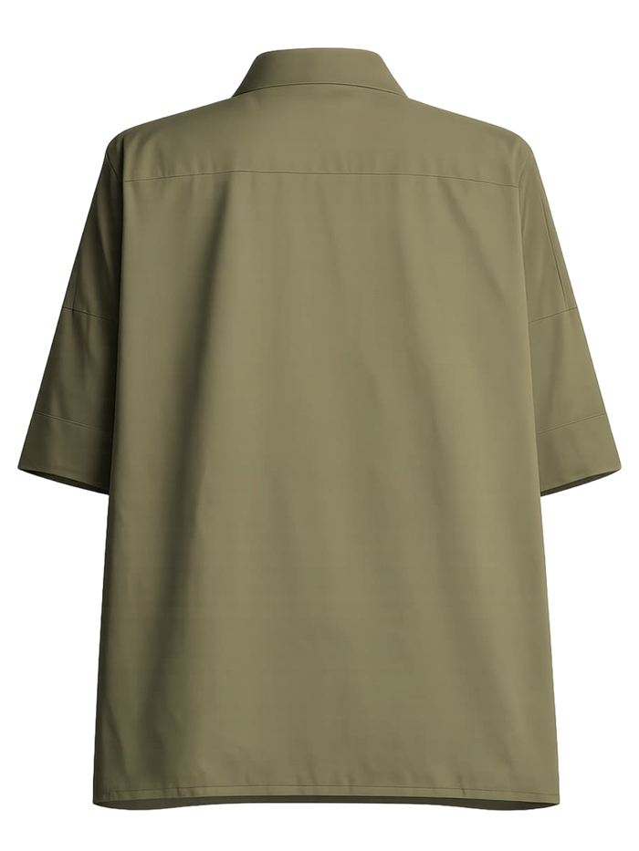 Stretch Poplin Shirt Green Cotton Elastane